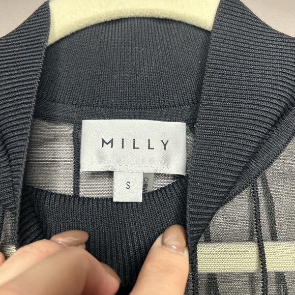 Milly Black Sheer mock neck long Sleeve Top size s - Picture 5 of 15